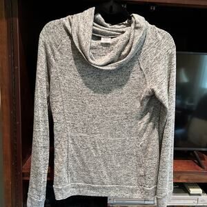 Hello Mello Gray Cowl Neck Pullover Womens Small Carefree Threads Pocket Knit